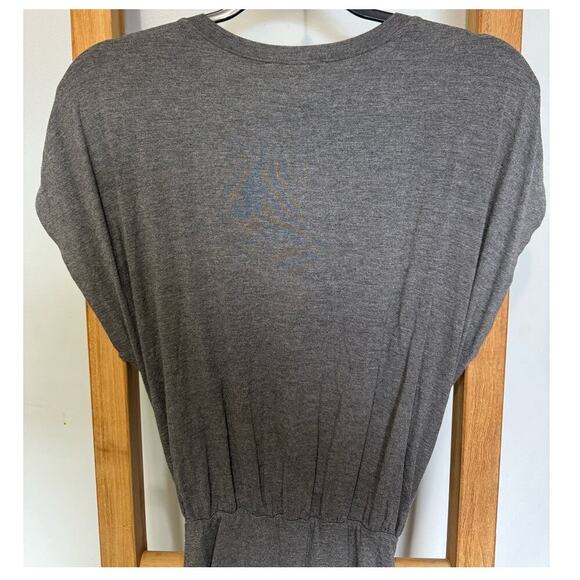 Frame NWT Shirred Muscle Dress Wrap Pull On Curve Hugging Mini Gray Size Large - Picture 7 of 11